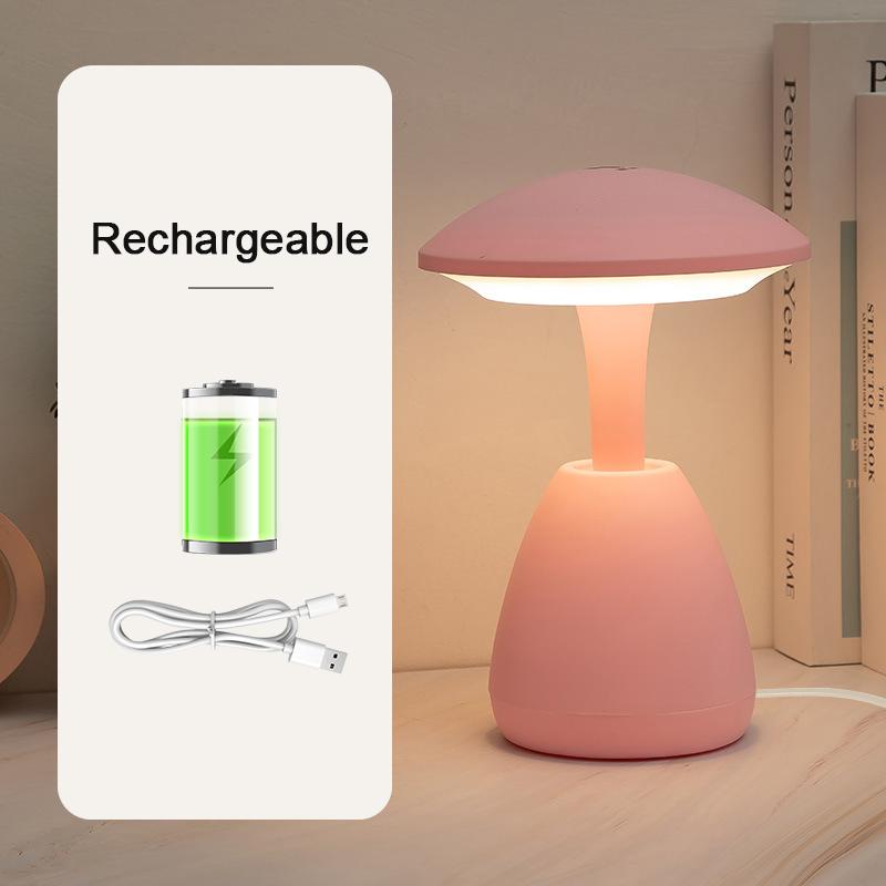 LED Mushroom Small Table Lamp Portable USB Charging Dimmable Flower Bud Lamp Bedroom Bedside Lamp