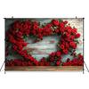 Mocsicka Red Love Rose Background Valentine's Day Party Flower Plank Wall Wedding Decorations Photography Backdrop Studio Banner