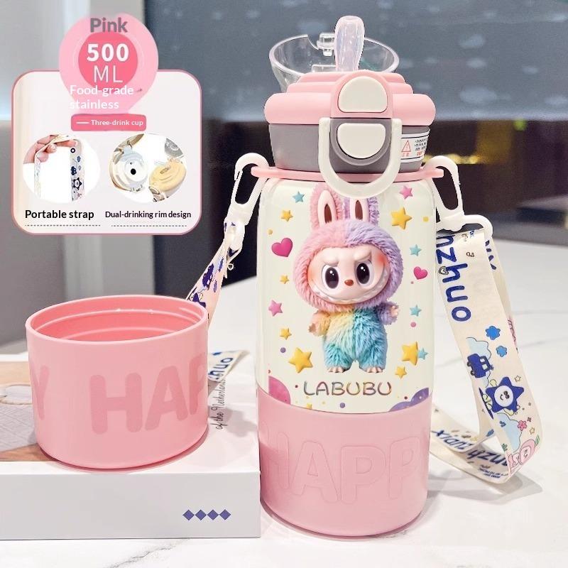 Thermos Cup Children's Double Cup Lid Water Cup Student Use School Convenient Thermal Insulation Pot