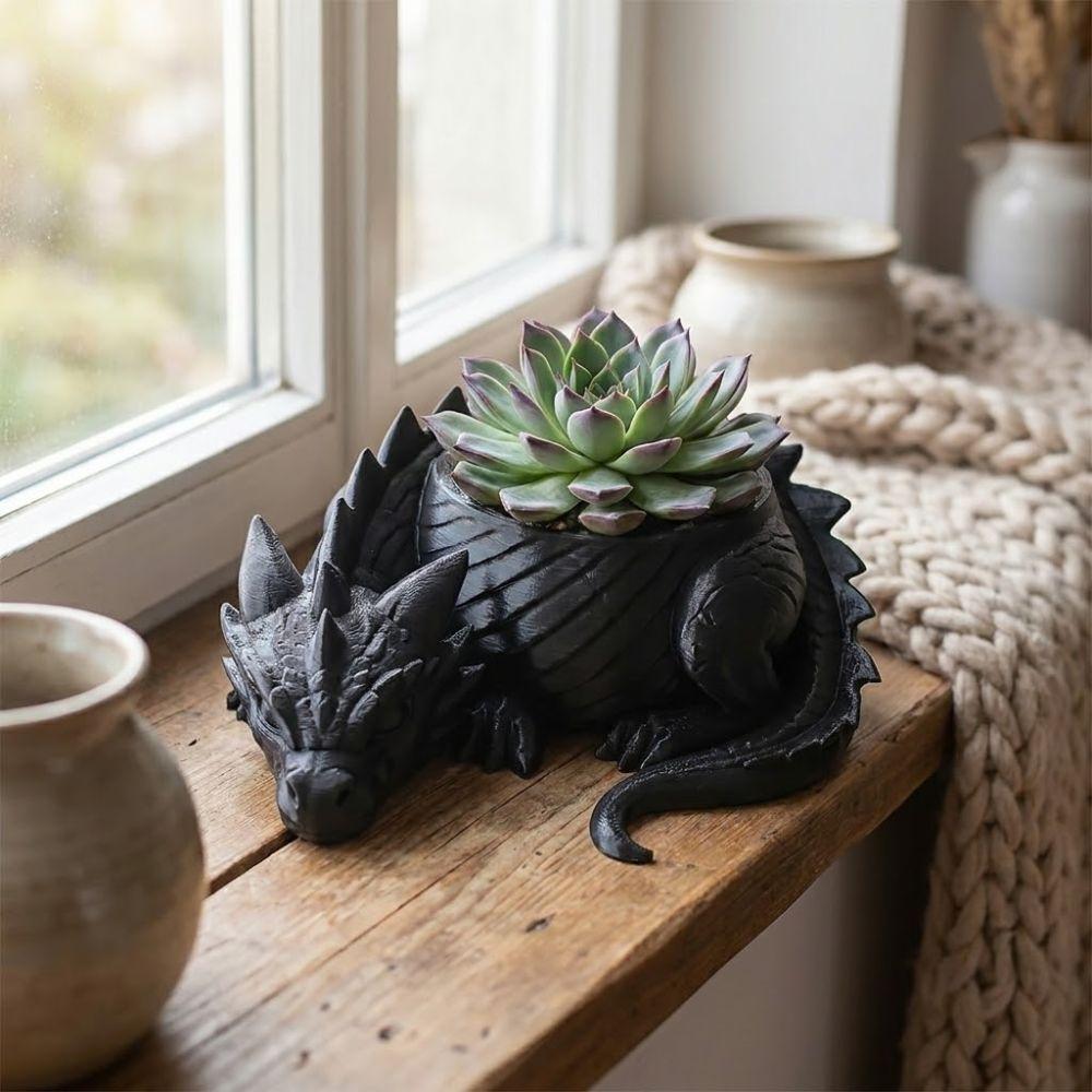 3D Printed Dragon Shaped Plant Pot Plastic Funny Succulent Planter Growing Pots Handmade Jewelry Storage Tray for Living Room