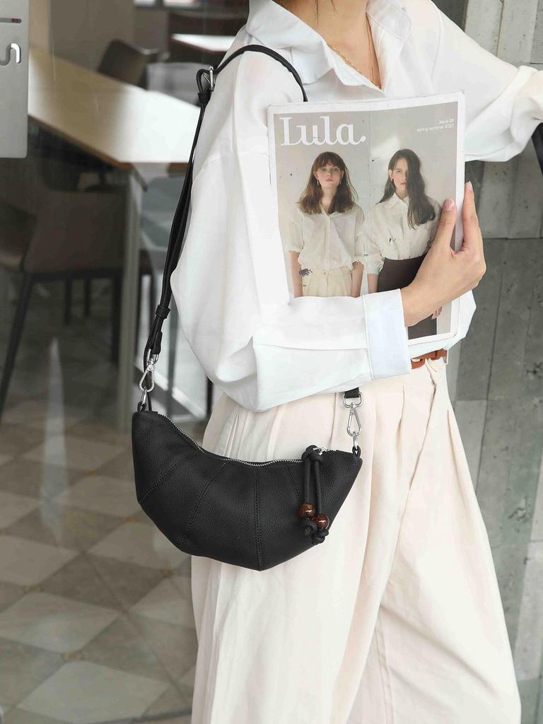 Borsa a Spalla/Crossbody da Donna in Vera Pelle Croissant alla Moda 7786