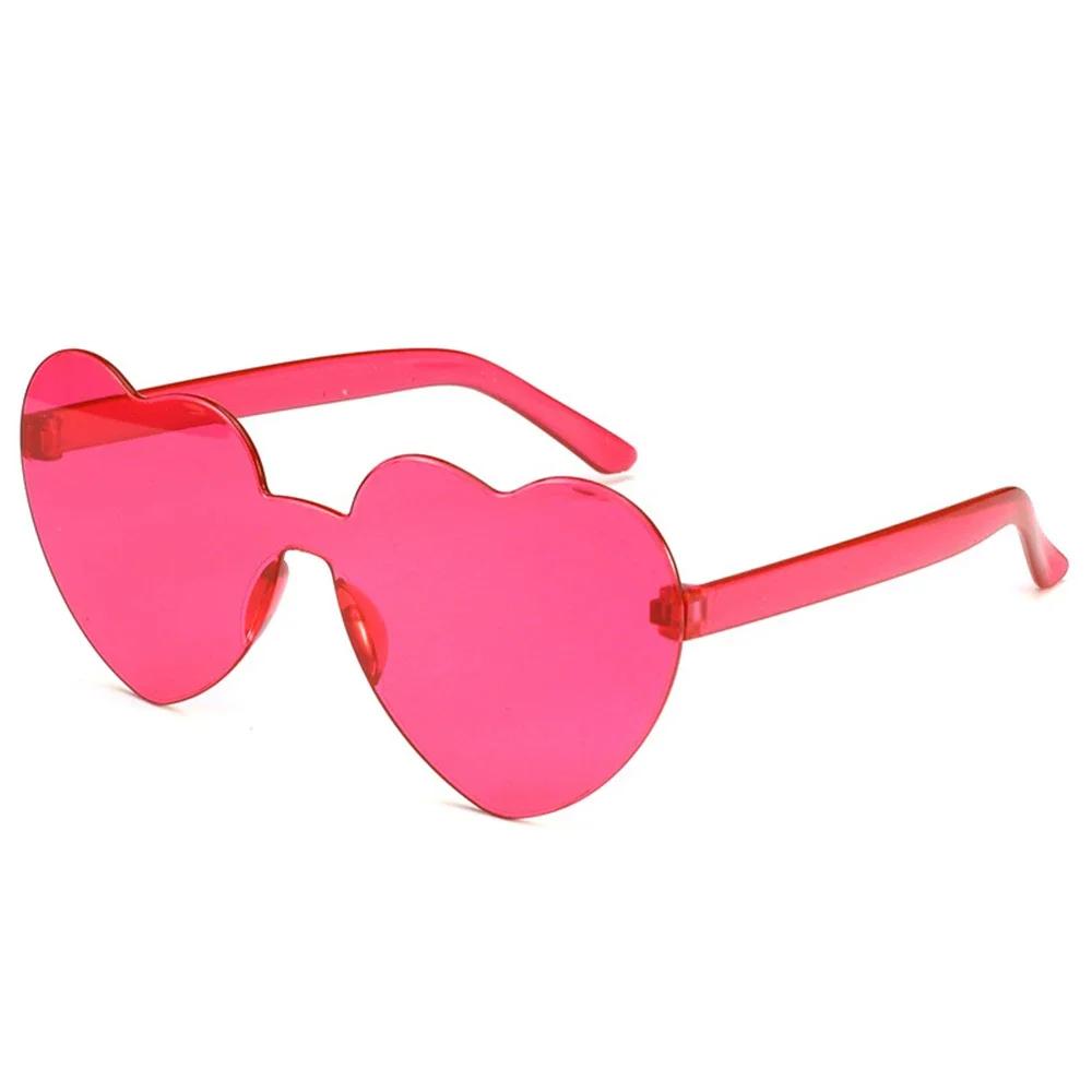 

Love Sunglasses Jelly Color Frameless Heart-shaped Sun Glasses Dazzling Color UV400 Shades Gradient Female Travel Party Eyewear розы красного
