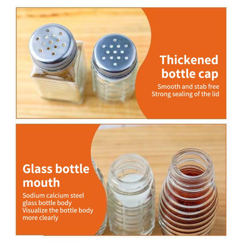 2Pcs Kitchen Glass Spice Bottle Barbecue Seasoning Bottle With Lid Salt And Pepper Shaker Pepper Shaker Mini Seasoning Jar Set