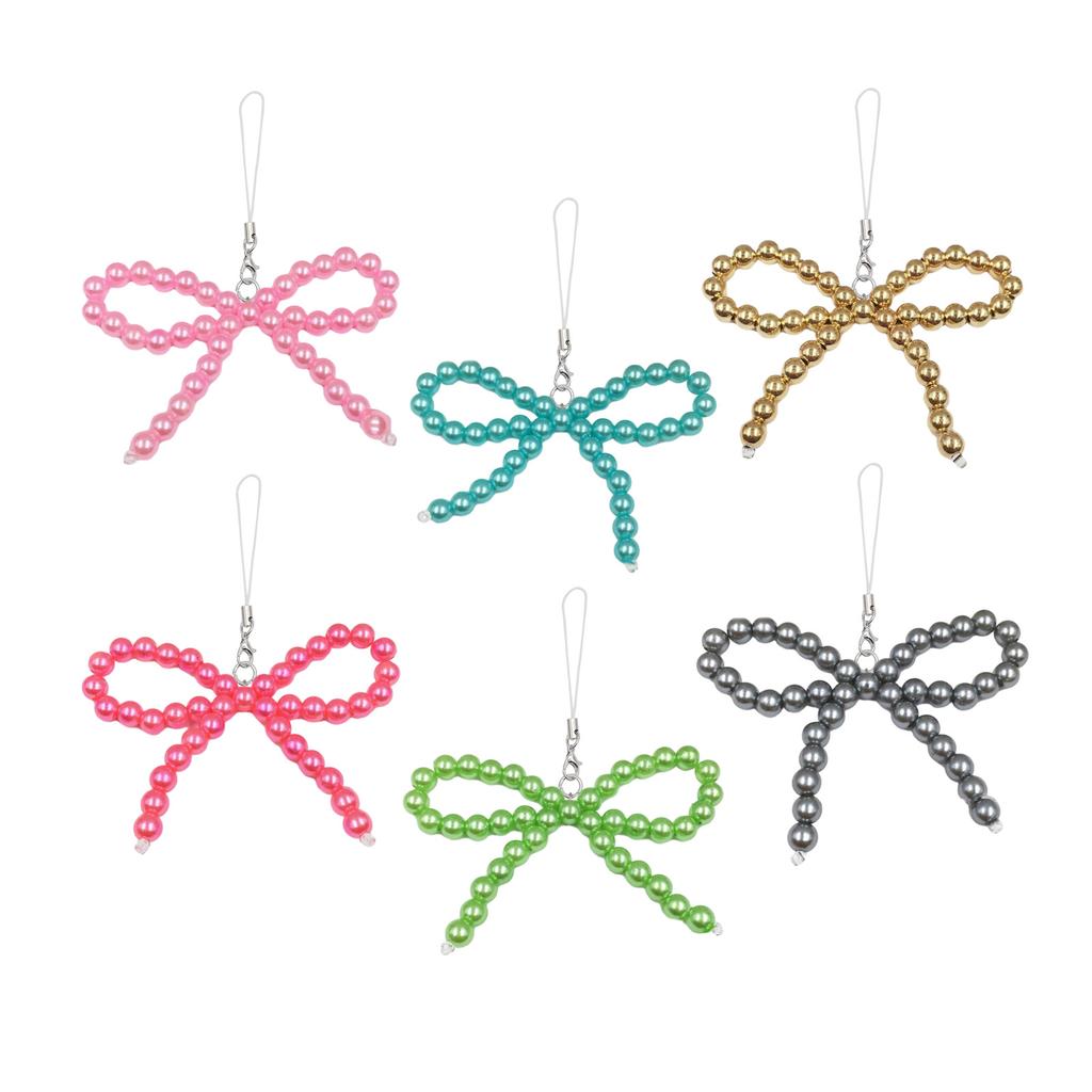 Bunte handgefertigte Perlen-Schleifchen-Schlüsselanhänger, auffällige Handykette mit unverwechselbaren Perlen, Perlen-Schleifchen für Tasche, Schlüssel