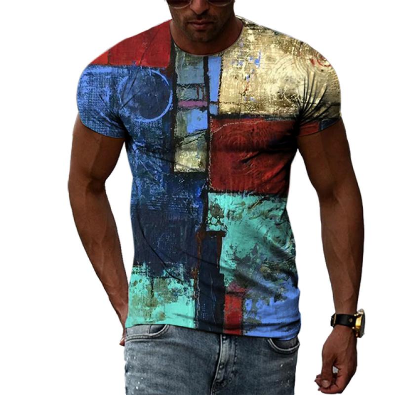 Summer Tide Fashion Doodle Picture Men T-Shirts  Casual 3D Print Tees Hip Hop Personality Round Neck Short Sleeve Tops