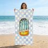 Serviette de Plage Carreau Bleu et Blanc Boîte de Sardines Serviette à Séchage Rapide Convient pour le Bord de Mer la Piscine le Camping le Yoga Pour la Famille les Amis