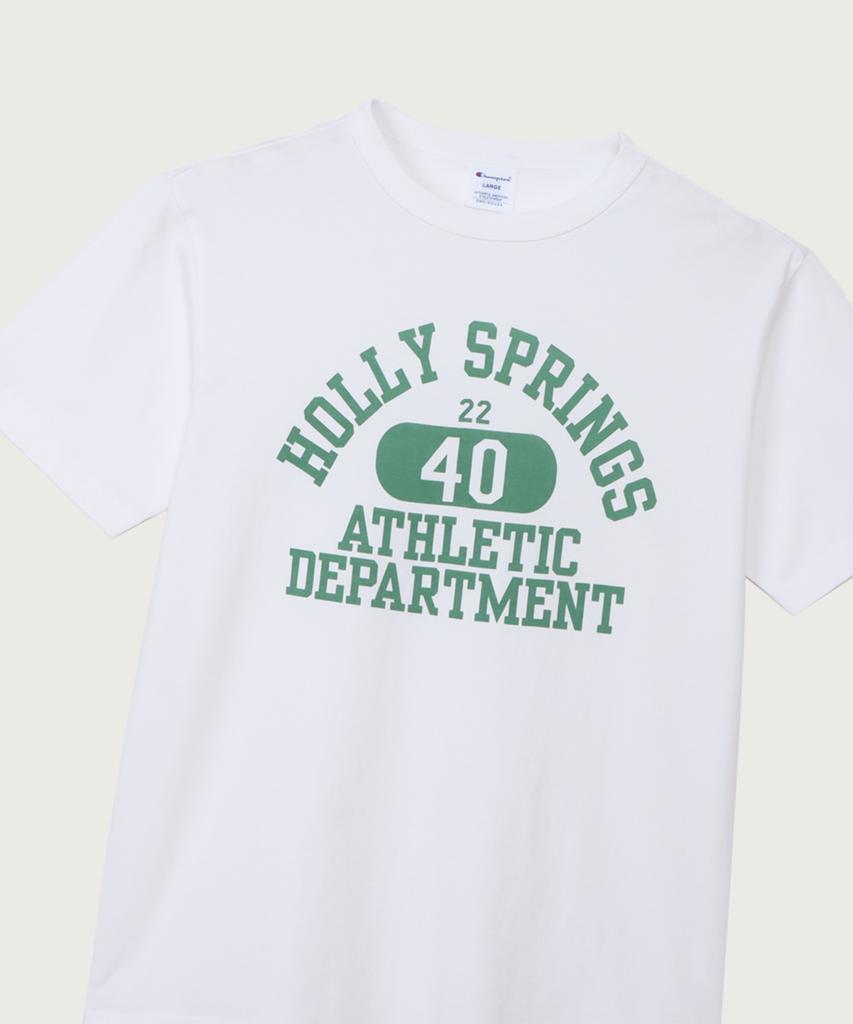 CHAMPION Basic Garment Washed Arch Graphic T-Shirt Green