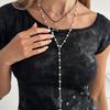 Hip-Hop Imitationspärlkedja Långt Halsband, Personlig Femuddig Stjärna Kors Hänge Staplat Halsband