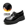 Fashion Women's shoes 2025 spring new thick soled retro British style women's loafers black lace up leather shoes soft sole single shoes