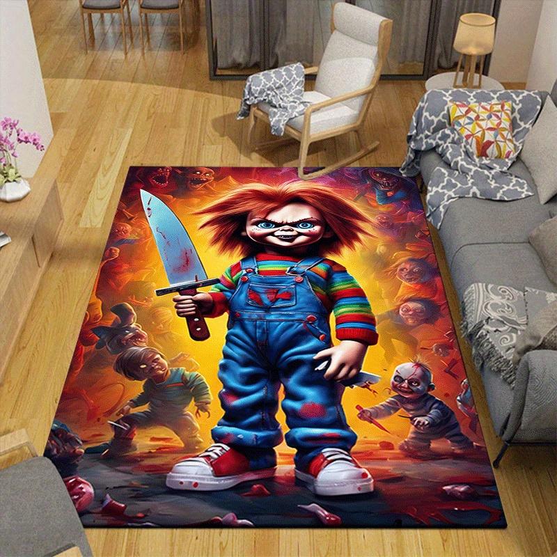 1pc Creepy Chucky Scene Pattern Area Rug, Anti Slip Non Shedding Stain Resistant Carpet
