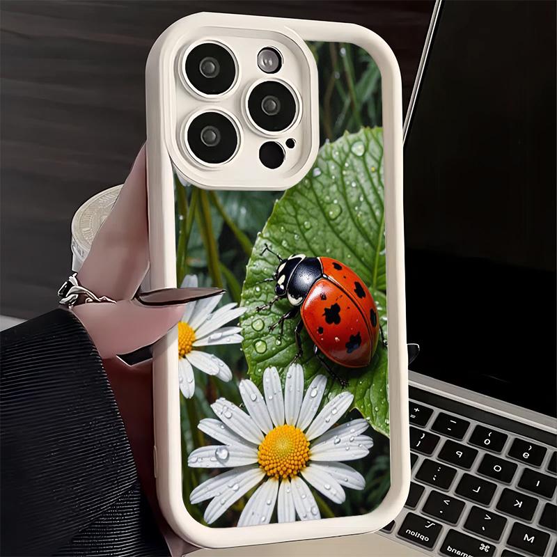 

Phone Case for iPhone 17 Air 16E 15 16 Pro Max Seven-Spotted Red ladybug Cover 14 Plus 13 12 Mini Soft Shell Silicone Fundas iPhone 14 Pro