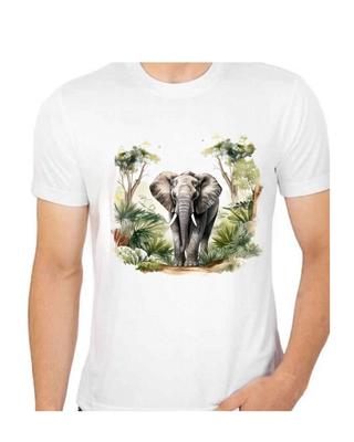 Afrikanischer Elefant Kunst T-Shirt für Herren Kurzarm Kleidung