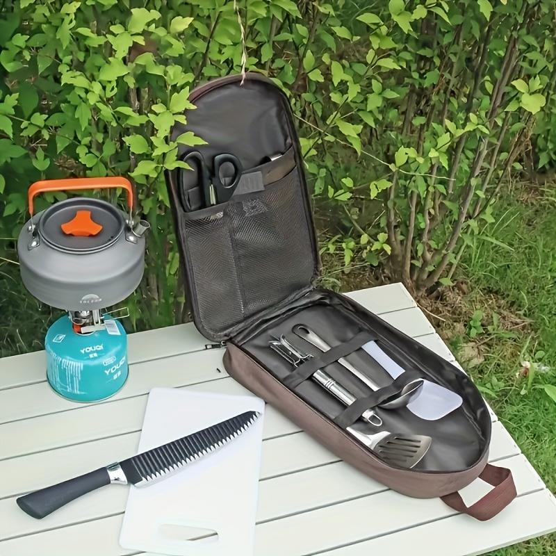 Portable Nylon Kitchenware Bag - Organize Utensils for Camping, BBQ & Travel.