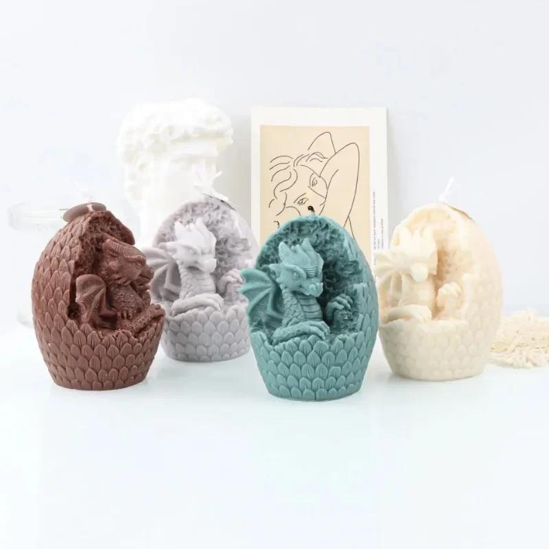 Gypsum Aromatherapy Candle Making Tools Cute Small Animal Dragon Candle Mold Silicone Desktop Decor Soy Wax Resin Soap Mould
