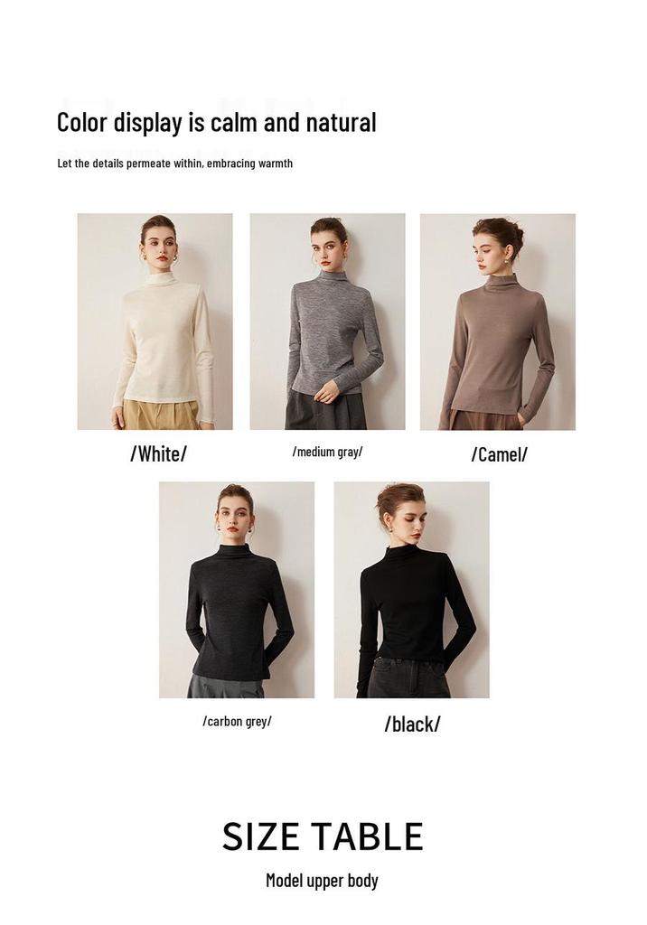 Women's Machine Washable Ultra-Fine Wool Base Layer: Half-High Neck, 2026 Autumn/Winter Thin Knit Sweater