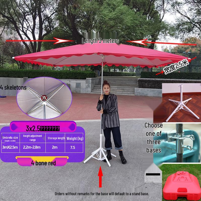 Large Outdoor Rectangular Sunshade Umbrella - Commercial Folding Awning for Courtyard