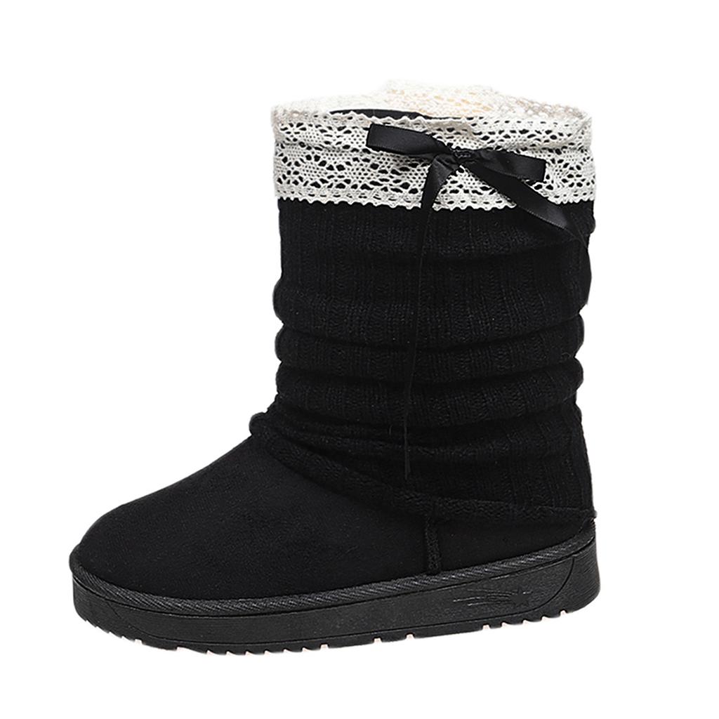 Fashion 2025 New Sweet Bowknot Snow Boots Women Winter Fashion Lace Decoration Ankle Boots for Woman Short Plush Non Slip Shoes Autumn