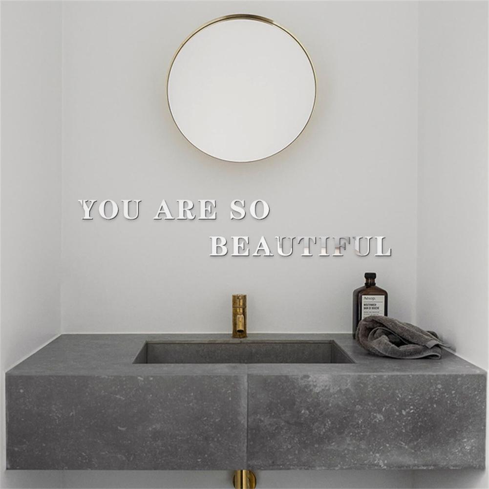 Mirror Wall Sticker Silver 10cmx8cmx1cm 1pc 26 Letters