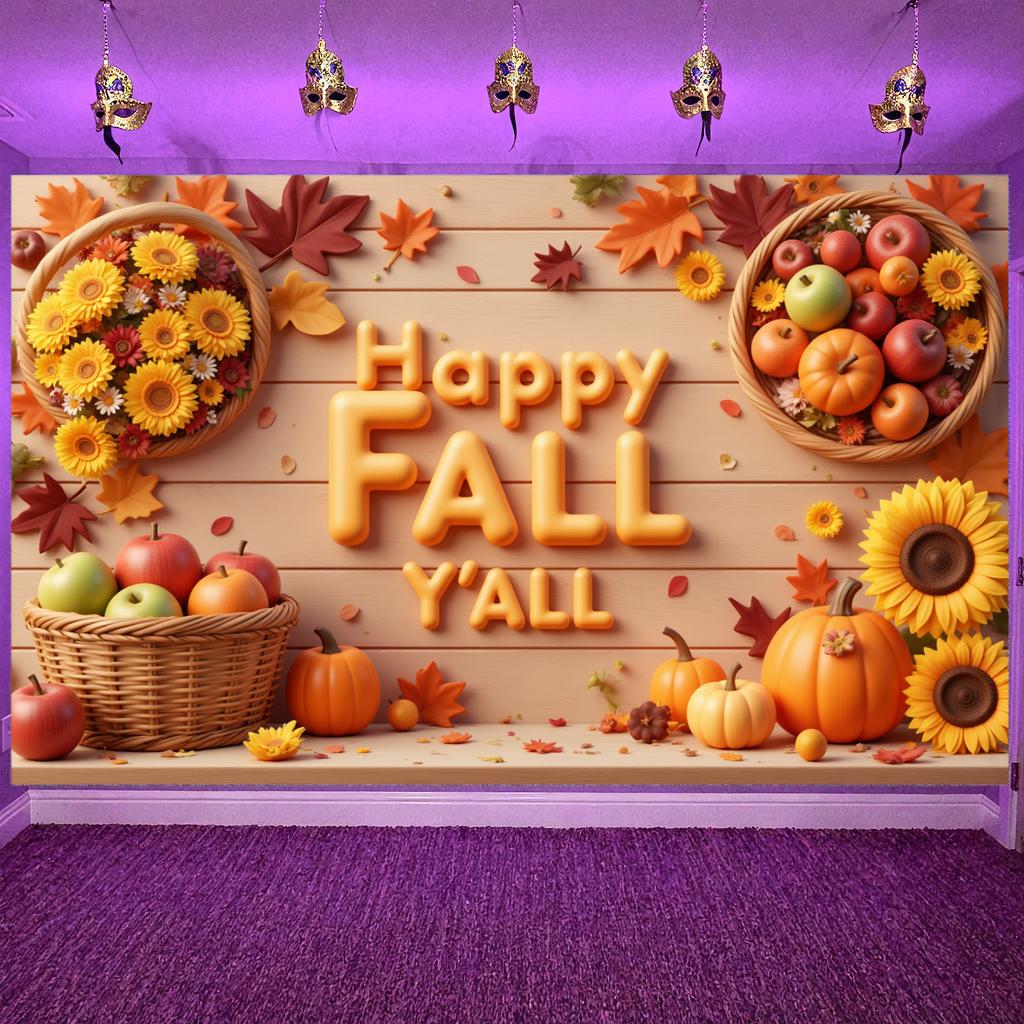 Harvest Banner Wooden Background Party Decoration Seasonal Banner Rustic Fall Decor For Autumn Festival Party Background