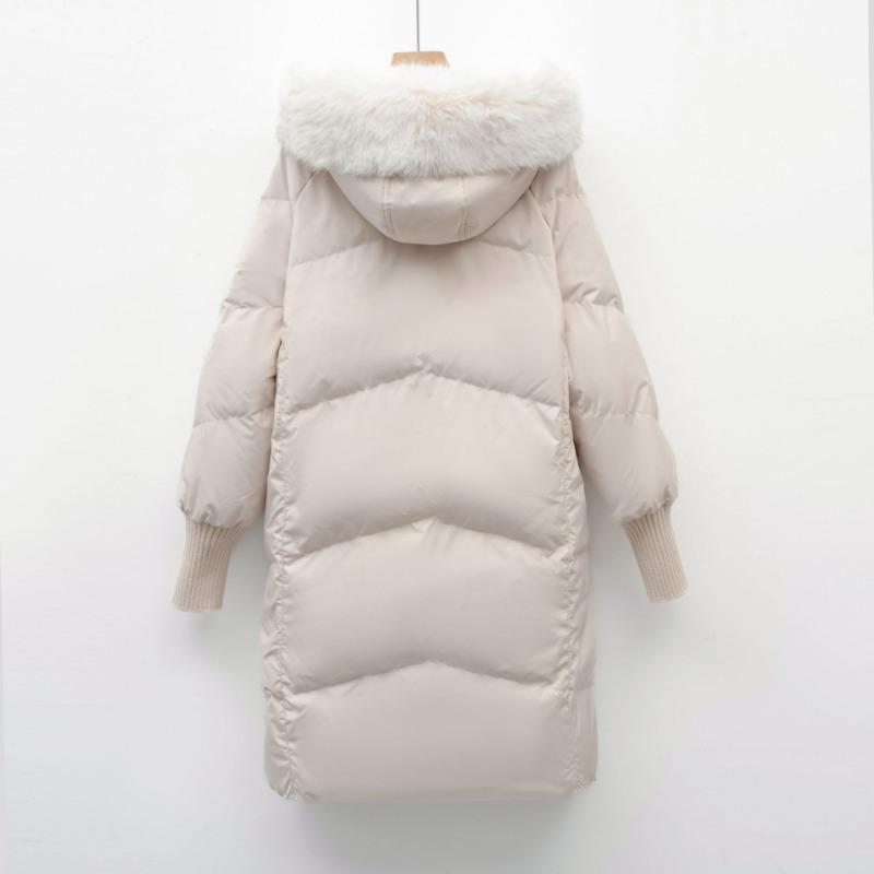 White Duck Down New Winter Warm Big Fur Collar Casual Loose Down Jacket Women's Coat
