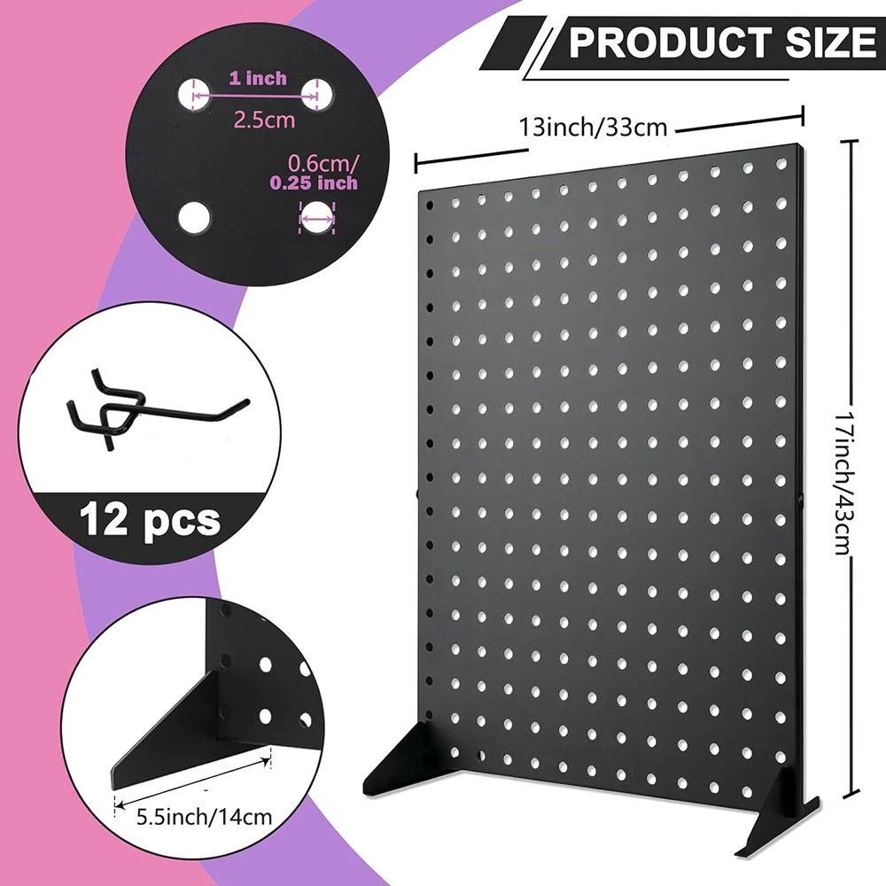 1Set Metal Perforated Panel Jewelry Display Rack with 12 Hooks Nail Board New Display Shelves