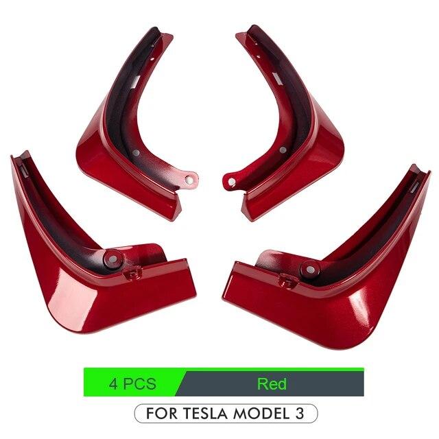 Mud Flaps For Tesla Model 3  2022 Accessories Guard Fender Front Rear Wheel Mudguard Carbon Fiber ABS No Drilling Required
