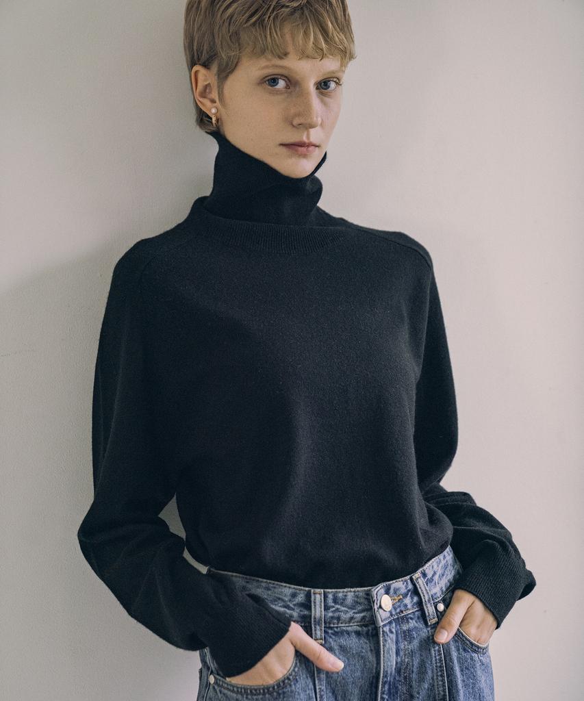 Siyajyu Sikn2129 Cashmere Blend Turtleneck Knit_Black