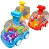 Jucărie pentru bebeluși Desene animat Presă Gear Mașină Jucărie Lnertia Pull-back Mașină transparentă Inerție Rebound Mașină Cadouri de aniversare pentru copii, băieți și fete