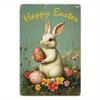 Vintage Easter Bunny Metal Wall Art Rustic Farmhouse Rabbit Silhouette Sign Waterproof Hanging Decor