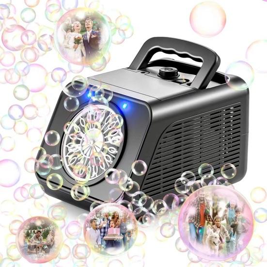 

Bubble Machine for Kids High Output Rechargeable Bubble Maker Portable Rotating Bubble Blower for Indoor Outdoor Weeding Parties A чорний