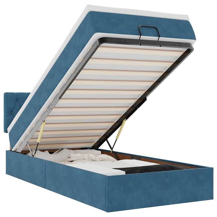VidaXL Cadre de lit ottoman avec matelas bleu foncé 80x200 cm velours, cadre de lit, cadre de lit rembourré, cadre de lit 3311811