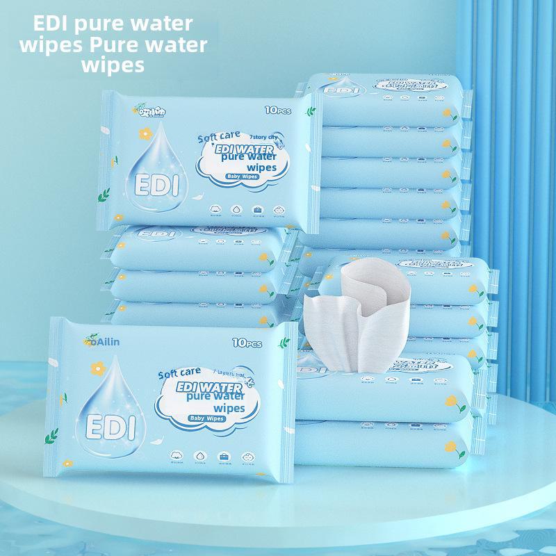 "10-Pack Portable Disposable Wet Wipes for Infants & Kids: Hand & Mouth Cleansing"