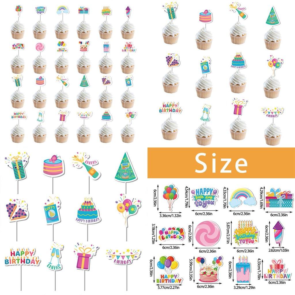 Party Cake Flags With Paper Material For Birthday Event Decor Set Of 12