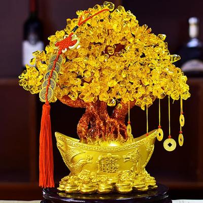 Albero Yuanbao Albero della fortuna Ornamento Albero della ricchezza Lingotto d'oro Albero dei soldi Ornamento