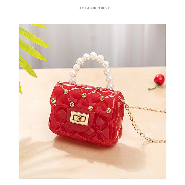 Mini Small Bag New Fashion Pearl Handle Jelly Bags Diamond Nail Plaid Small Handbag