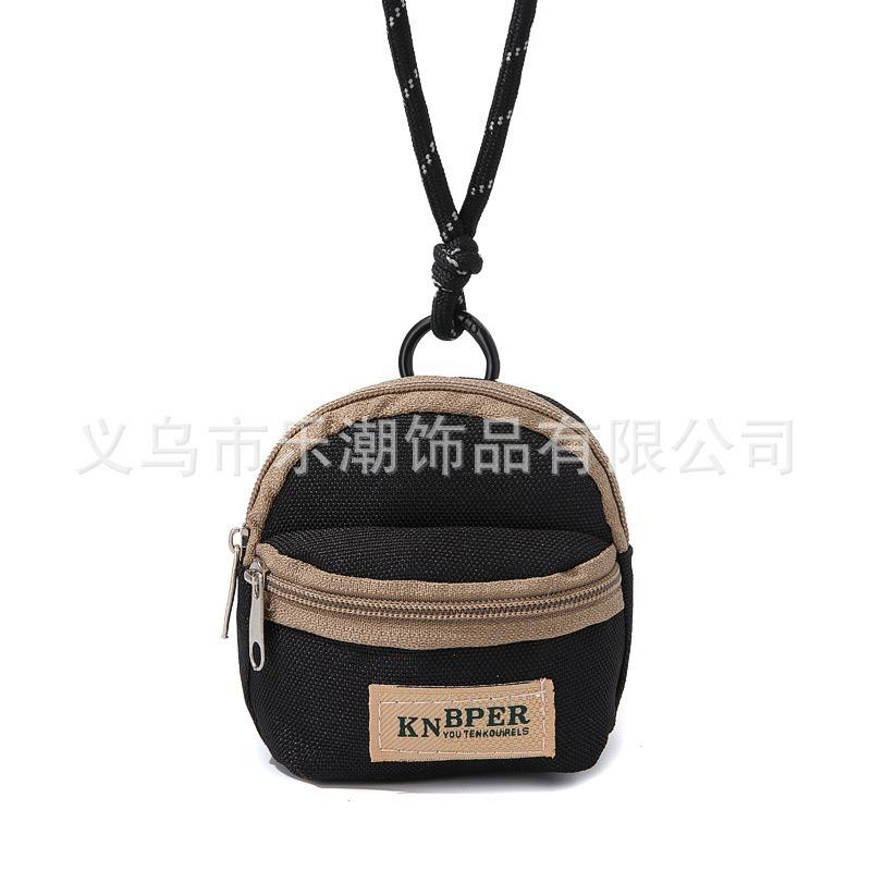 Retro Men's Key Bag Casual Canvas Neck Card Bag Mini Change Bag Women's Mini Hanging Bag