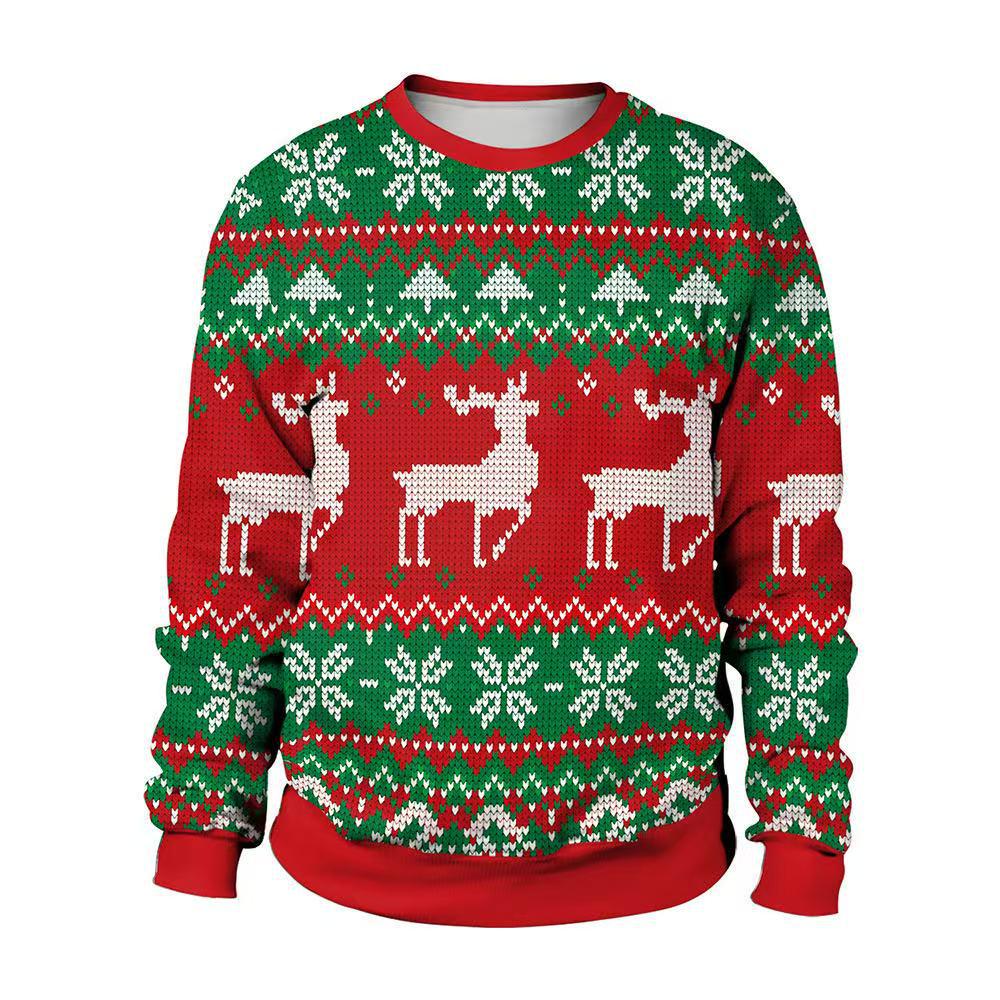 

2025 Autumn Christmas Snowman & Reindeer Casual Round Neck Couple Hoodie 5XL