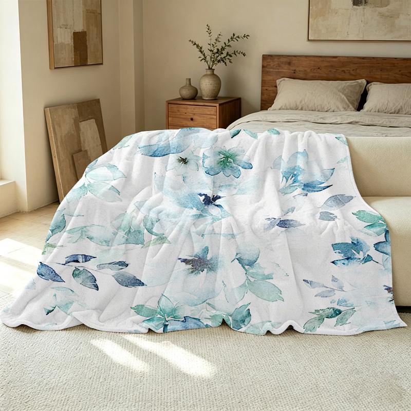 Thick Warm Flannel Blanket – Soft Cozy Delicate Floral Throw, Ideal for Bedroom, Living Room, Single Guest, Halloween & Christmas Home Use