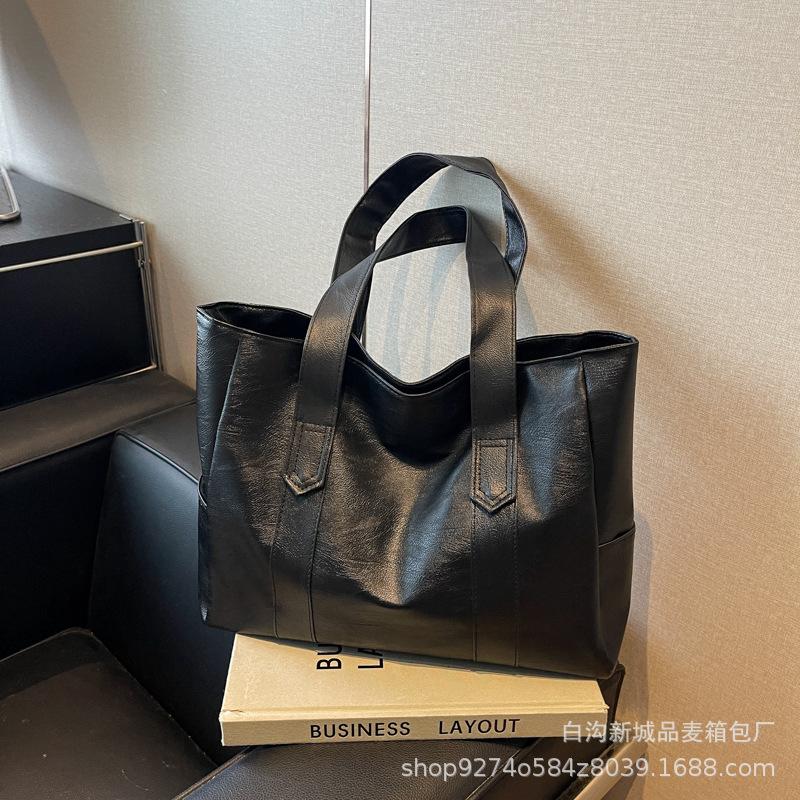 Retro Soft Leather Tote Bag Simple and Versatile Fashion Shoulder Bag Light Luxury High-end Large-capacity Commuting Handbag