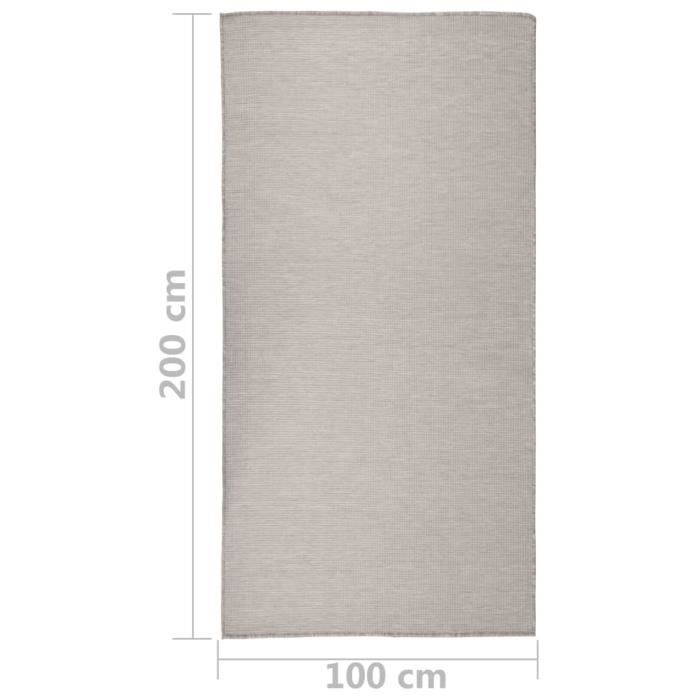 VidaXL Tapis à tissage plat d'extérieur 100x200 cm Taupe