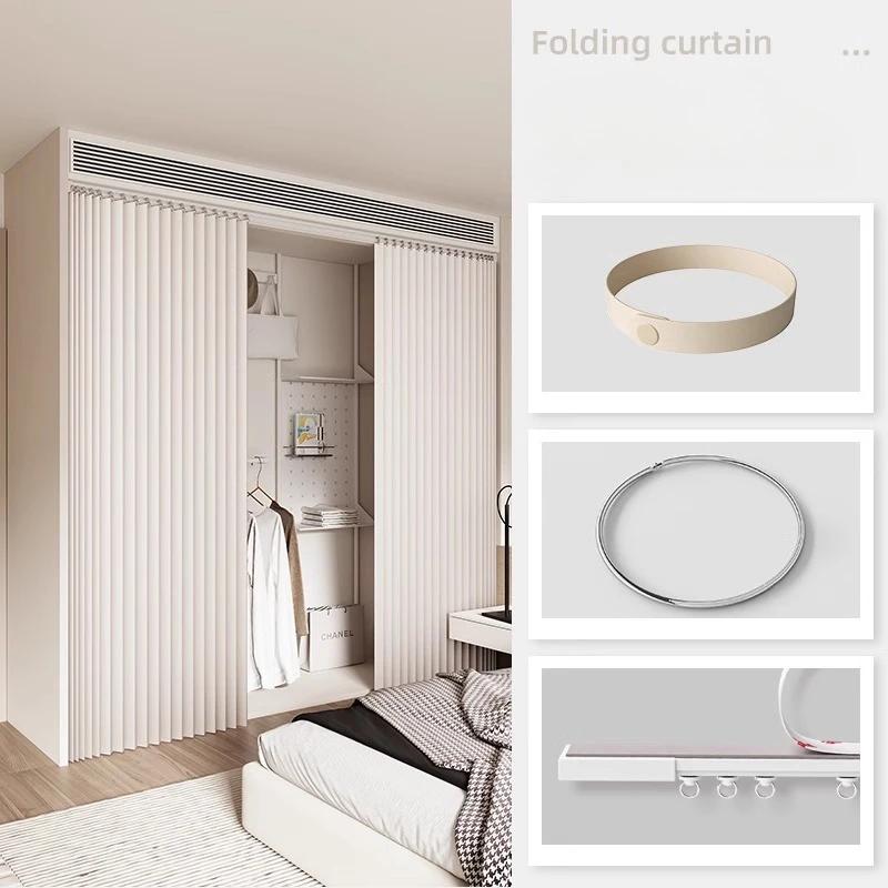 Rideau à coulisse pliante pour dressing, Rideaux de dressing pliants sans portes, Rideaux de porte anti-poussière pour armoire