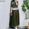 ZANZEA Women Long Sleeve Blouse and Long Skirts Vintage Two Piece Suit Sets