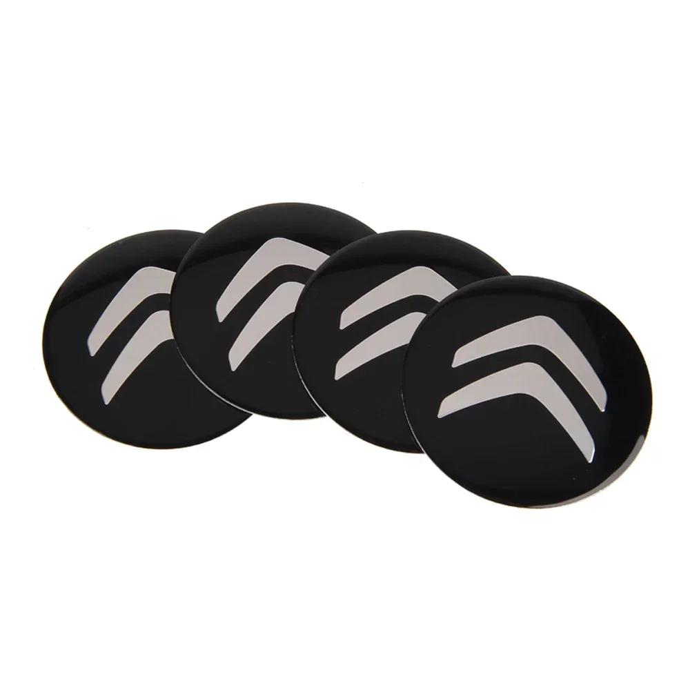 4pcs Car Wheel Center Hub Cap Cover Sticker Decals for Citroen C1 C2 C3 C4 C5 C-Elysee Cactus Picasso Xsara Berlingo DS3 DS4 DS6