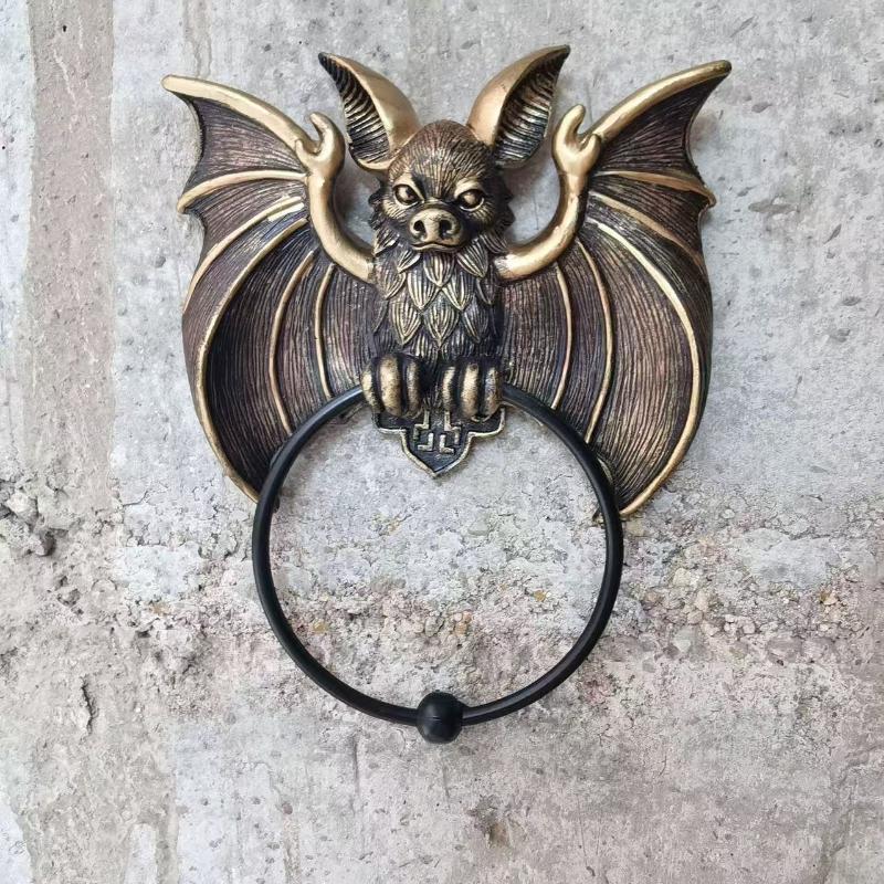 Verspielter Halloween Fledermaus Klopfer Gotische Wandkunst Harzstatue Wand- & Türrahmen Dekoration Ornament Heim- & Außendekoration