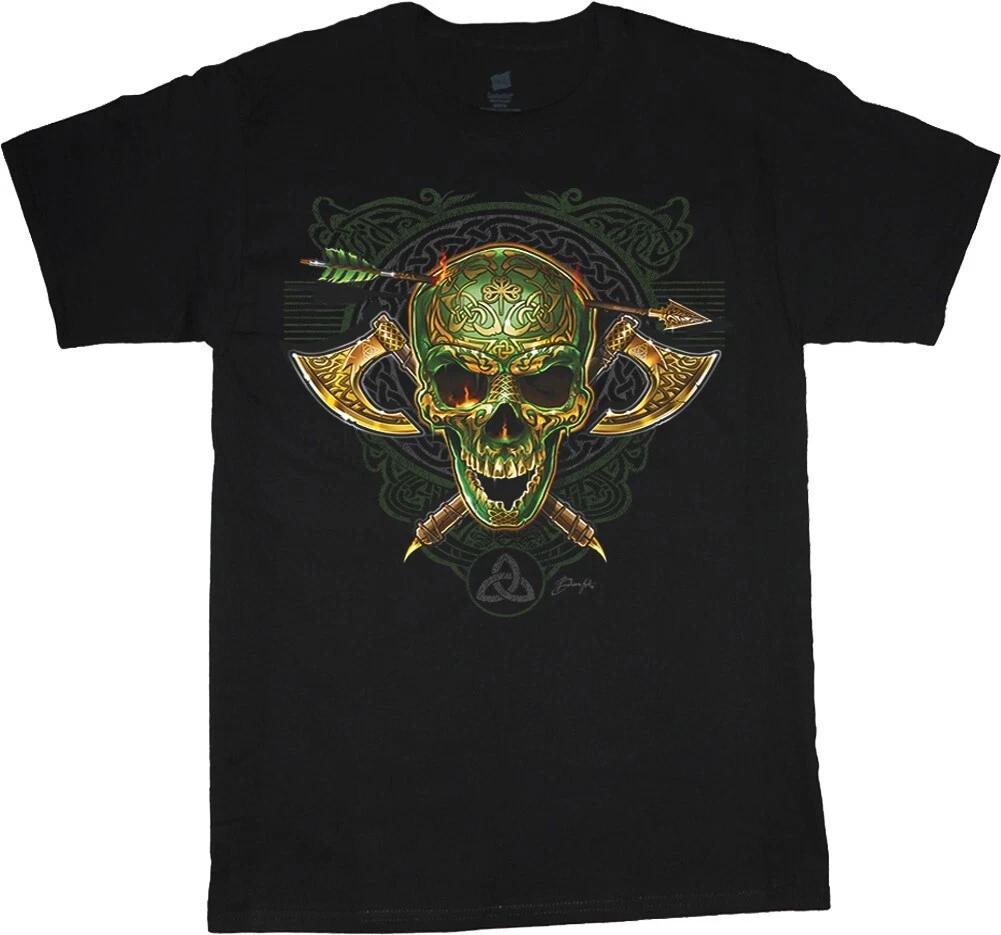 Celtic Skull T-shirt Mens Graphic Tees Irish Scottish Theme Viking Skull Tee XXXXL