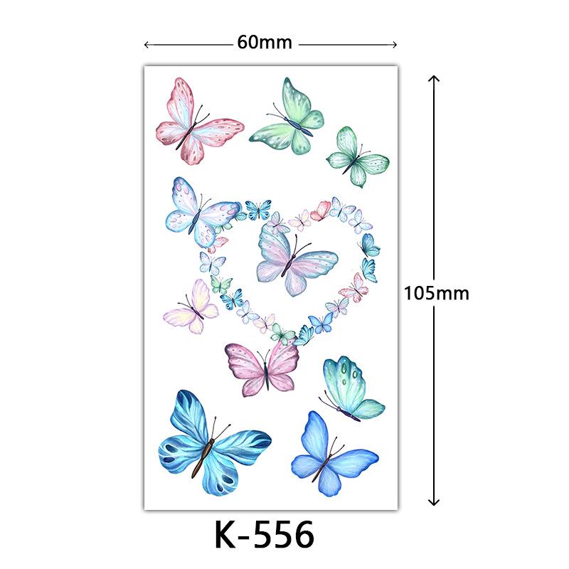 Waterproof Tattoo Stickers: English Letters, Flowers & Butterfly Sketches