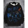 Boys' Black Hoodie with Vibrant Game Console Print - Casual and Comfortable Polyester Blend, Long Sleeves
