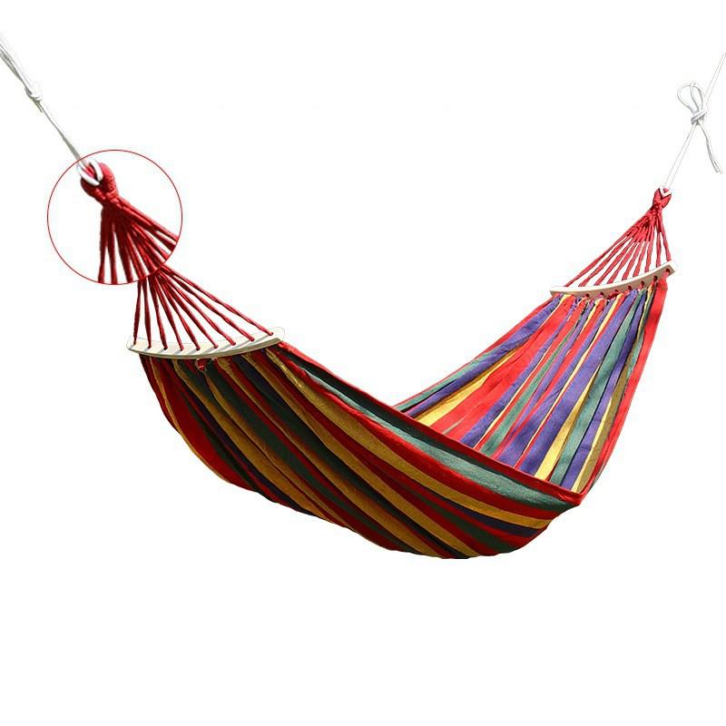 Outdoor Canvas Hammock Camping Travel Relaxation Single Double Wide With Curved Rods