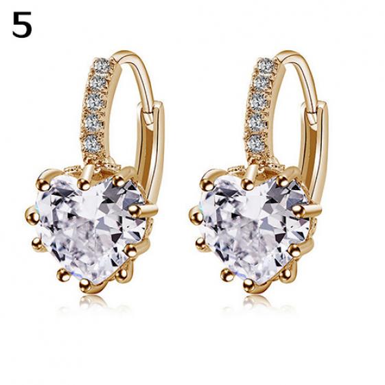 

Женские элегантные милые блестящие серьги-кольца с инкрустацией стразами в виде сердца любви золотой