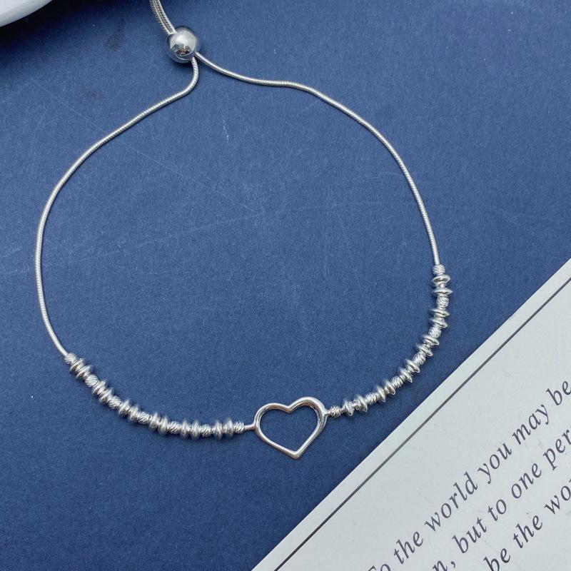 S925 Sterling Silver Heart Bracelet - Elegant, Minimalist, and Versatile Jewelry for Everyday Fashion